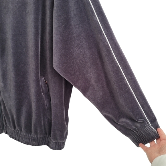 FILA *Tall* Vintage Velour Full Zip Tracksuit Jacket Pockets Gray Big 3XLT fb - Picture 7 of 14